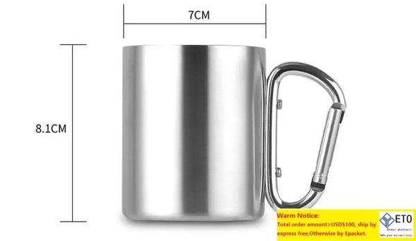 Portable Mousqueton Poignée Tasse En Acier Inoxydable Pliable Tasse 220 ml Camping En Plein Air Clip Crochet Tasses