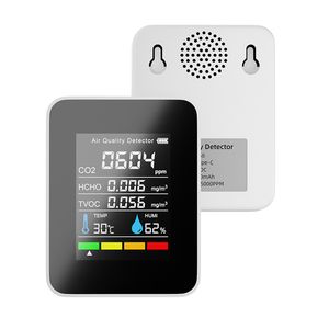 Portable Carbon dioxide formaldehyde TVOC temperature humidity 5 in 1 Air Quality Monitor Gas Detector Semiconductor Sensor LCD Display