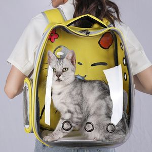 Portable Cat Carrier Bags Breathable Transparent Puppy Cat Backpack Travel Space Capsule Cage Pet Transport Bag Carrying For Cat LJ201201