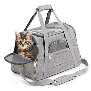 Sac de transport de chat portable Sac fourre-tout multi-ventilé Sac à main de voyage en plein air en maille respirante pour animaux de compagnie avec fermeture à glissière de haute qualité 240307