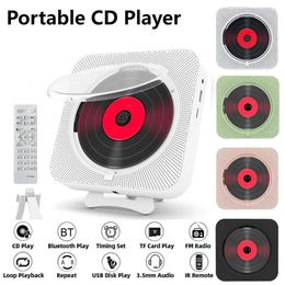 Lecteur CD portable Haut-parleur Bluetooth Écran LED Lecteur de musique mural Radio FM Lecteurs CD stéréo 3,5 mm avec télécommande 240113