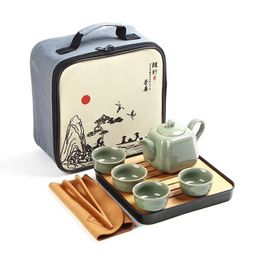 Ensemble de voitures en céramique portable avec tasses de thé à tas de sac à thé Gaiwan de cérémonie