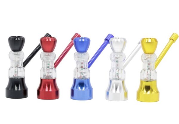 Portable pas cher métal eau tabac bong tuyau en plastique aluminium acrylique métal mini chicha narguilé pour fumer