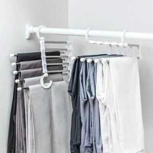 Colgador de ropa portátil, estante multifuncional para pantalones, soporte para pantalones de acero inoxidable, organizador de ropa, barra de almacenamiento White249E