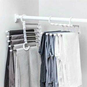 Colgador de ropa portátil, estante multifuncional para pantalones, soporte para pantalones de acero inoxidable, organizador de ropa, barra de almacenamiento White230G