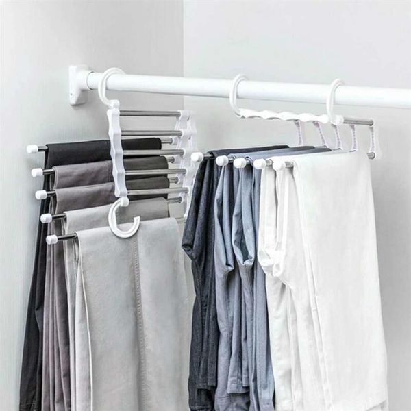 Portable Cintre Multifonctionnel Pantalon Rack En Acier Inoxydable Porte-Pantalon Vêtements Organisateur Tige De Stockage White216o