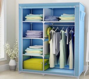 Armoire à vêtements Portable, placard de rangement, meubles de chambre à coucher, organisateur de vêtements Double avec étagères 4832076