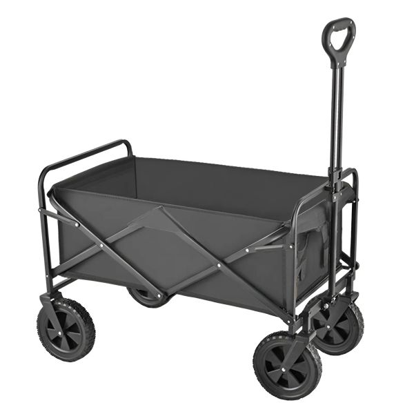 Chariot de wagon pliant pliable portable avec roues pour plage / sports / camping petite chariot de wagon à épiceries en plein air pliable