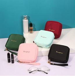 Bolsa de cosméticos portátil para mujer, monedero con cremallera, cordón para regalos, almacenamiento diario, accesorios de viaje