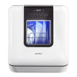 Lave-vaisselle de comptoir portable avec réservoir d'eau intégré de 6 litres, mini lave-vaisselle avec plus grand espace intérieur, 7 programmes, hygiène UV et séchage automatique