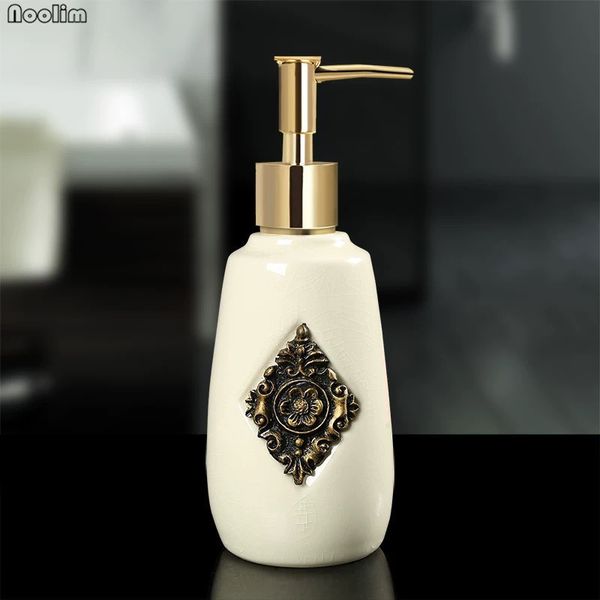 Bouteille de lotion en céramique créative portable glace craquelée porcelaine lavage à la main gel douche bouteille vide el distributeur de savon de salle de bain Y200271m