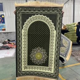 Draagbare kristal fluweel moslimaanbidding tapijt geprinte gebedsmat etnische stijl knielen tapijt slaapkamer mat 240424