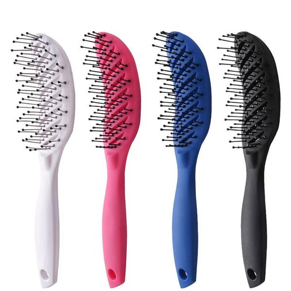 Peigne de massage antistatique incurvé portable pour cheveux humides et secs, brosse de coiffure à double usage, style de salon à domicile sqcxAU