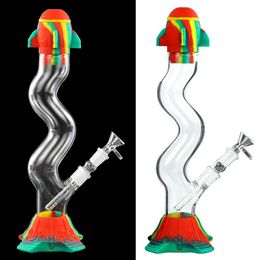 S -vormige pijp rokende glazen pijpen Dab Rigs Hookah Siliconen Bong Olie Rig Tabak water Bongs draagbare Pyrex voor rook