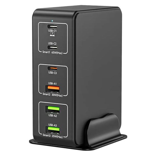 Bureau Portable 120W qc3.0 charge rapide multi port chargeur usb type c usb-c PD station de charge rapide pour plusieurs appareils