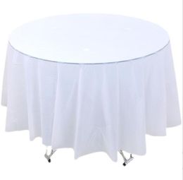 draagbare wegwerp ronde tafelhoezen PE plastic eettafels tafelkleed plastic tafelkleed voor kerst festival feest bruiloft verjaardag decor