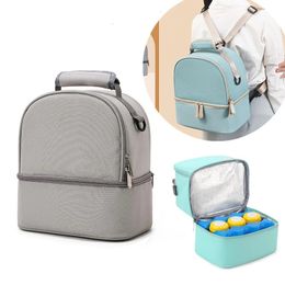 Draagbare Dubbellaagse Koeler Lunchtas Oxford Doek Thermisch Geïsoleerd Picknick Voedsel Bento Tote Container Mama Zakken Voor Vrouwen Kinderen 240226