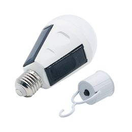 Portátil E27 Lámpara solar LED recargable 7W 12W Solicitud de energía inteligente Bombilla de emergencia con interruptor para acampar Pesca de senderismo