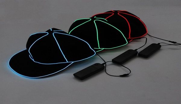 Casquette de Baseball Portable EL Wire, chapeau Hip Hop à lumière LED unie, brillant dans la nuit, Snapback pour décoration de fête 38sy BB5464344