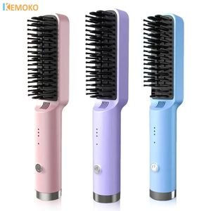 Portable Electric Hair lissener Brush rechargeable Brosse à la mode négativement lisseur peigne 240424