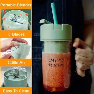 Draagbare elektrische sapcentrifuge-blender - 6 messen voor fruit, groenten Smoothies - Keukengereedschap Keukenmachine voor fitnessreizen