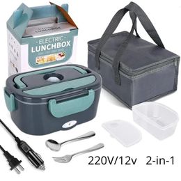 Draagbare Elektrische Lunchbox 220 V/12 v 2-in-1 Lunchbox Heater Rvs Lunchbox keuken Gereedschap 231221