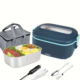 Boîte à déjeuner électrique portable, chauffe-aliments 5 en 1, haute puissance 70 W, pour le travail en voiture, récipient amovible en acier inoxydable 304 – Sac de transport inclus