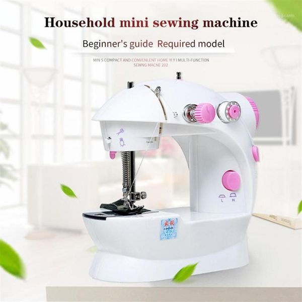 Máquina de coser eléctrica portátil, minimáquina de coser ABS útil de mano, pequeña, de una sola aguja, automática, para escritorio en casa, color rosa, 1233x