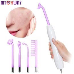 Draagbare Elektrode Hoge Frequentie Facial Machine Acne Spot Rimpel Remover Huidverzorging Gezicht Haar Spa Gezichtstherapie Wand Massager L230523