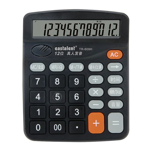 Calculadora electrónica portátil, pantalla grande de 12 dígitos, LCD, botones grandes, herramienta de cálculo alimentada por batería de escritorio
