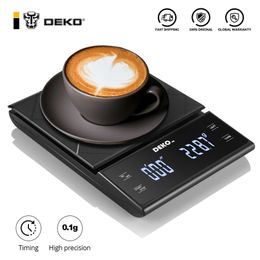 Draagbare elektronische digitale koffieschaal met timer hoge precisie LED-display Huishoudelijke gewichtsbalans URING Gereedschap 211221
