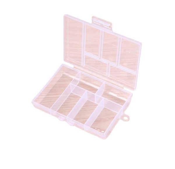 Boîte de rangement transparent en plastique à 6 compartiments portable pour les bijoux Nail Art Container Organisateur