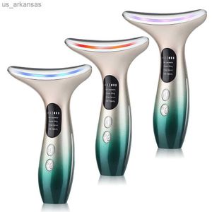 Portable EMS Neck Massager V-Line Shaping Double Menton Removal LED Microcurrent Facial Massager Anti Rides Skin Care Tools L230523
