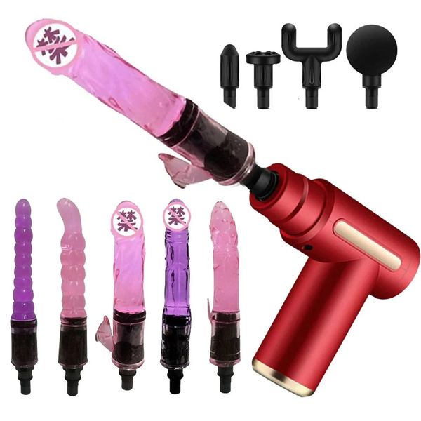 Pistola de masaje fascial portátil Máquinas sexuales para mujer Consolador automático Vibrador Masturbador femenino Mejorar el placer Juguetes sexuales para adultos 240311