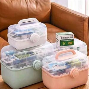 Draagbare EHBO-kit Opbergdoos 3 Tiers Plastic Hoge Capaciteit Family Emergency Organizer met Handvat Medicijn Borst 210922