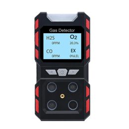 Portable brandbare gasdetector CO H2S O2 CH4 EX 4 GAS MONITOR METER TESTER Analyzer Oplaadbare LCD Display Sound Light Shock