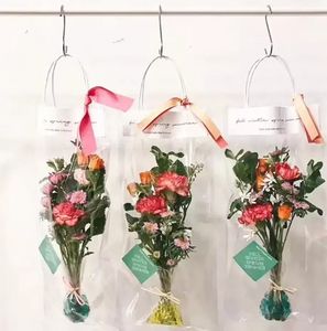 Emballage de fleurs Portable, fourre-tout Transparent en PVC Transparent pour fleuriste, sac cadeau, boîte à poignée créative, décoration de la maison