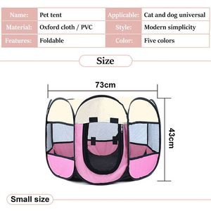Portable Foldable Dog Cage Pet Tent Houses Playpen Puppy Kennel Easy Operation Octagon Fence Outdoor For Small Large Dogs Crate LJ201203