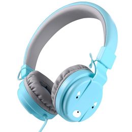 Draagbare opvouwbare kinderen hoofdtelefoon met microfoon voor school, kinderen online leren headset met 85dB volume limiet stereogeluid, 3,5 mm audi