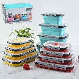 Draagbare Opvouwbare Siliconen Lunchbox Outdoor Picknick Voedsel Opslag Containers Bento Box Magnetron Verwarming Keukengerei 240111