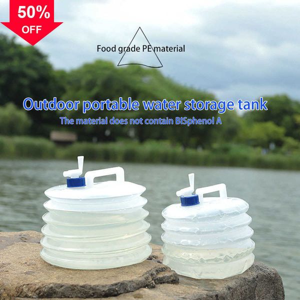 Cubo plegable portátil para pícnic al aire libre, recorrido autónomo, Cubo de almacenamiento portátil de gran capacidad con grifo, bolsa de agua plegable