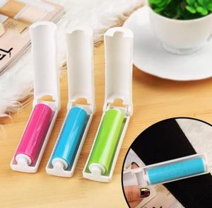 Portable folding hair removal brushes Reusable Washable Lint Roller Sticky Silicone Dust Wiper Pet-Hair Remover Cleaning Brush J0228