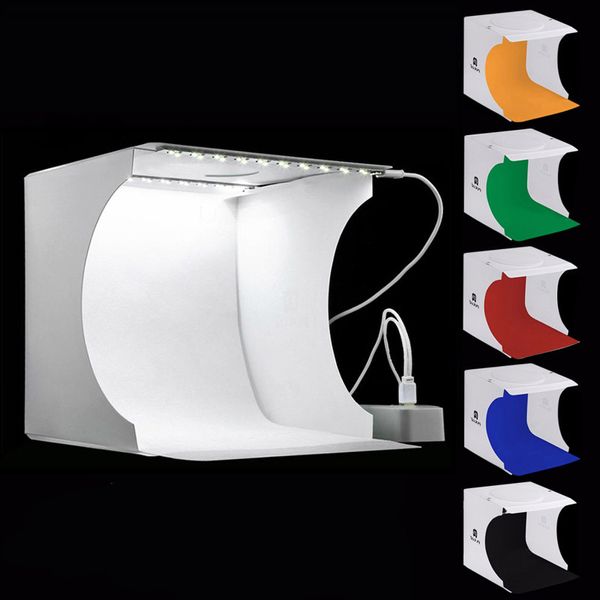 Portable pliante de photographie photo Softbox Softbox 2 Panneau LED Light Soft Box Photo 6 Kit de fond Boîte de lumière pour caméra DSLR