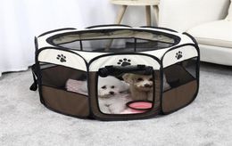 Portable Pliming Pet Carrier Tent Dog House PlayPen Cage multifonctionnable Chien Easy Operation Octagon Clat Breathable Cat Tent1617641
