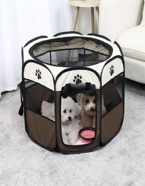 Carrier de mascotas plegables portátiles Casa de perros Playpen Multifuncionable Cage Dog Fácil Operación Octágono Cat Tent72699989