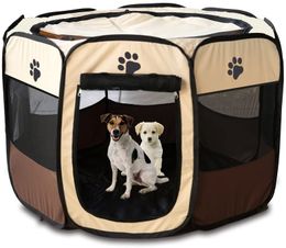 Tente pliante portative pour animaux de compagnie, maison pour chien, Cage octogonale pour chat, parc pour chiot, chenil, opération facile, clôture d'extérieur pour grands chiens