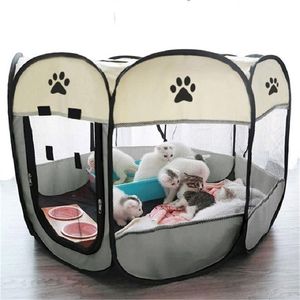 Draagbare opvouwbare PET TENT PLAATSEN Ademend Easy Octagon Fence Outdoor Removable Puppy Kennel Bed voor Cats 210924