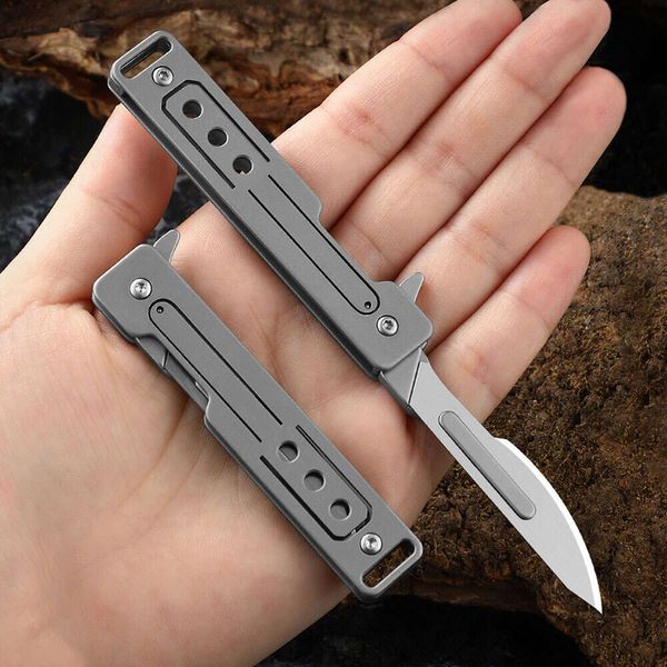 Scalpel pliant portable petit couteau utilitaire de poche de porte-porte pour hommes mini couteaux exacto pliables avec des lames remplaçables de 10pcs
