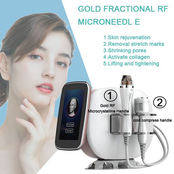 2 en 1 Fraccional RF Microneedle Equipo de estiramiento de la piel Eliminación de cicatrices de acné Uso de spa Radiofrecuencia Micro aguja Microneedling Máquina de belleza con martillo frío