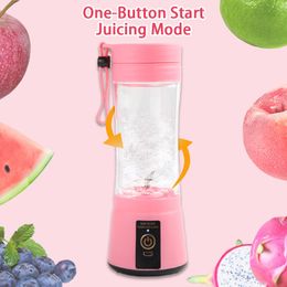 Draagbare vruchtensapmengers Zomer Persoonlijke elektrische mini -fles Home USB 6 Blades Juicer Cup Machine voor keuken